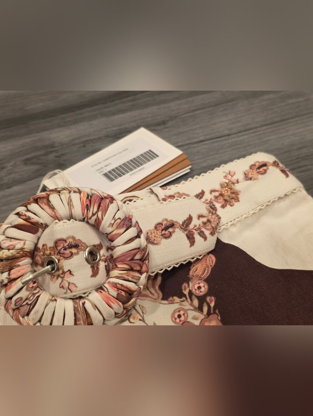 $384 Hemant & Nandita Brown and cream floral print shorts w/belt NWT - Picture 7 of 14